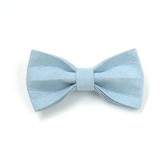 Light Blue Velvet Pet Collar and Leash with Bow