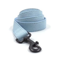 Light Blue Velvet Pet Collar and Leash with Bow